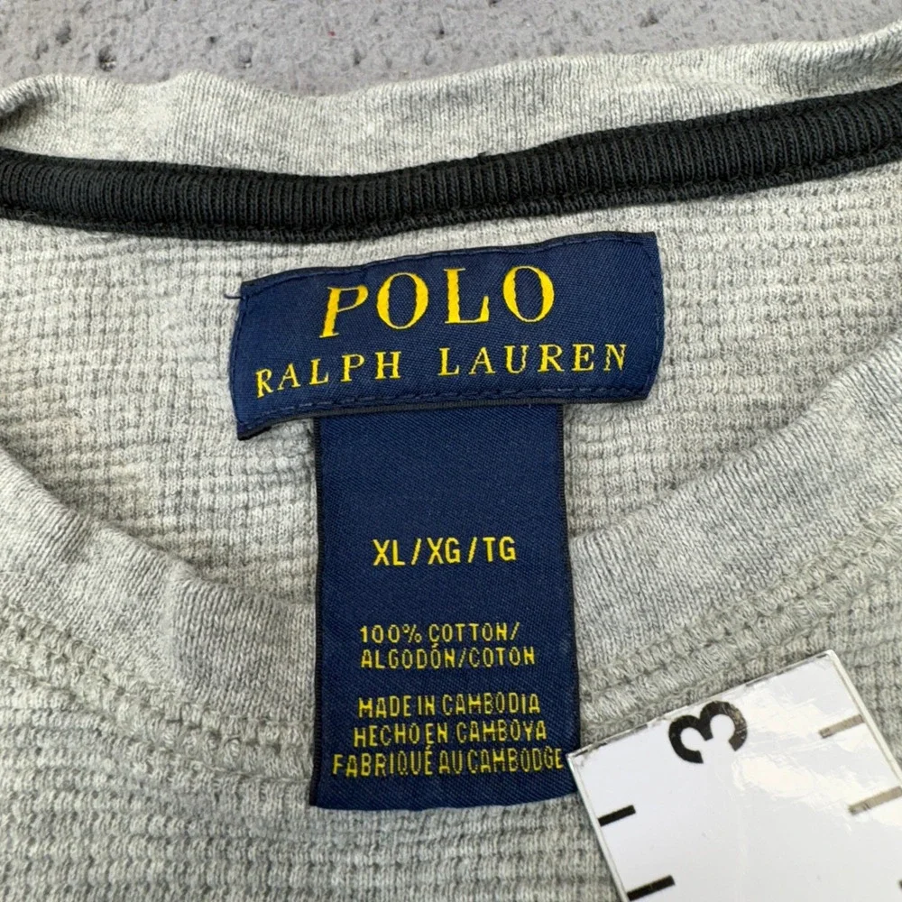 Polo Ralph Lauren Waffle Knit Thermal Mens XL Gray Long Sleeve Crewneck Shirt